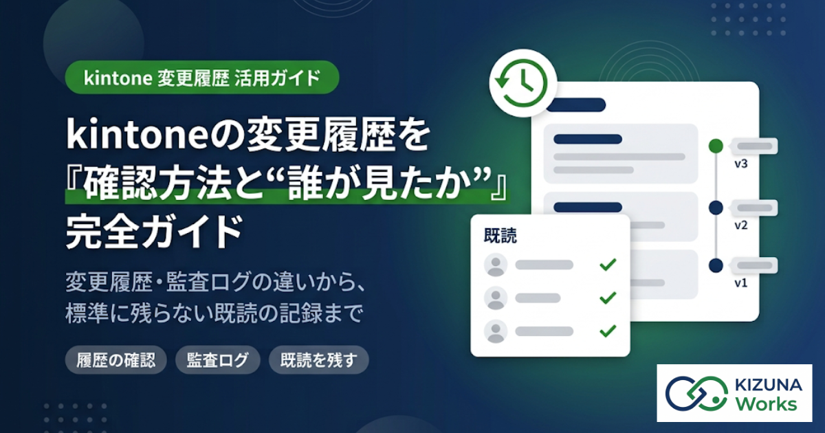 kintone変更履歴の見方とCSV出力の可否|監査ログとの違い・保存期間【2026年版】