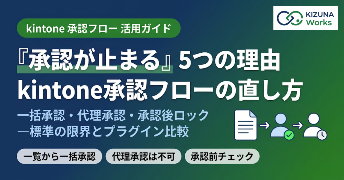 kintone承認フローのプラグイン比較【2026年版】|一括承認・代理承認・承認後の編集ロック